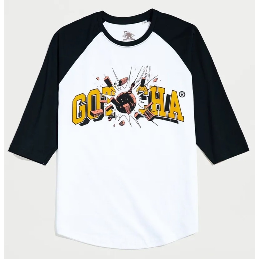 NWT GOTCHA Throwback Demo Raglan Baseball 3/4 Sleeve Shirt sz XL